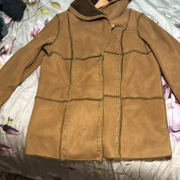 Dennis Basso Coat | Faux Suede Brown Button Up Coat | size 1X - Picture 2 of 8